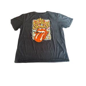 The Rolling Stones Black Tongue Psychedelic Image T Shirt Size XXL